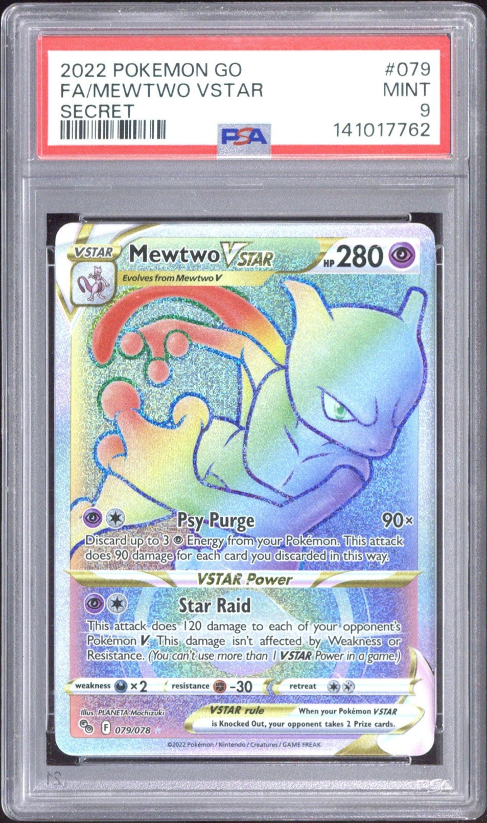 2022 Mewtwo Vstar Full Art - Pokémon Pokémon Go PSA 9 MINT